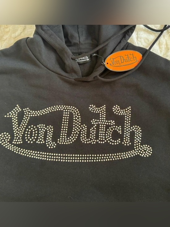 Von Dutch Tops - Von Dutch Bejeweled Cropped Hoodie